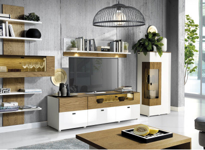 Set Modern Wall unit Display cabinets Shelf Wardrobe Living room Baroque style